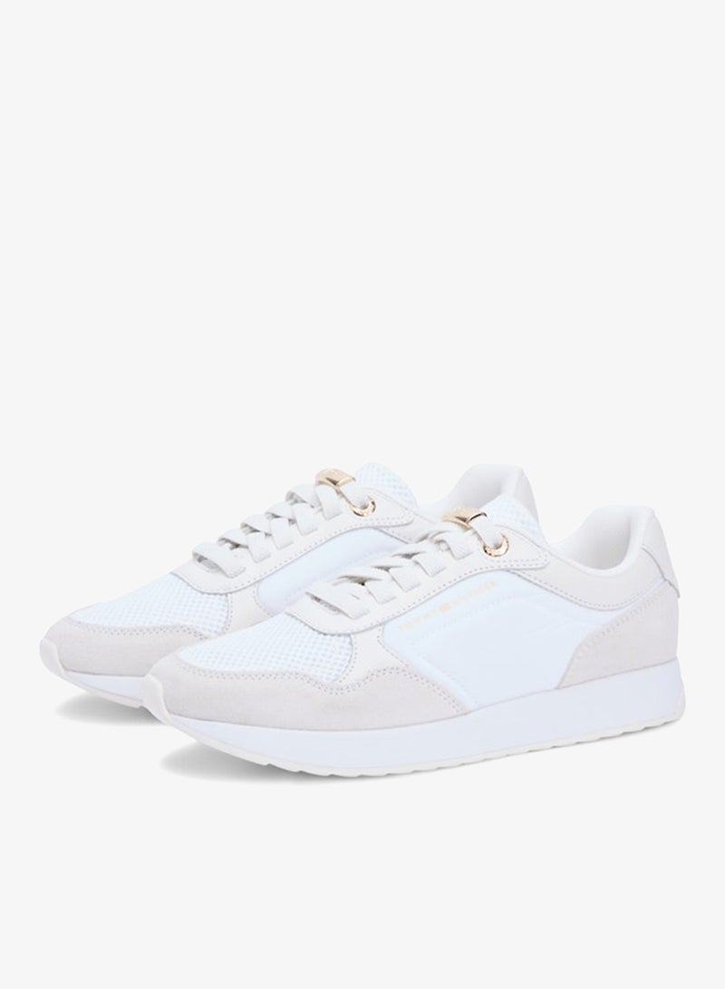 TOMMY HILFIGER Suede Mixed Texture Mesh Serrated Trainers - Image 3